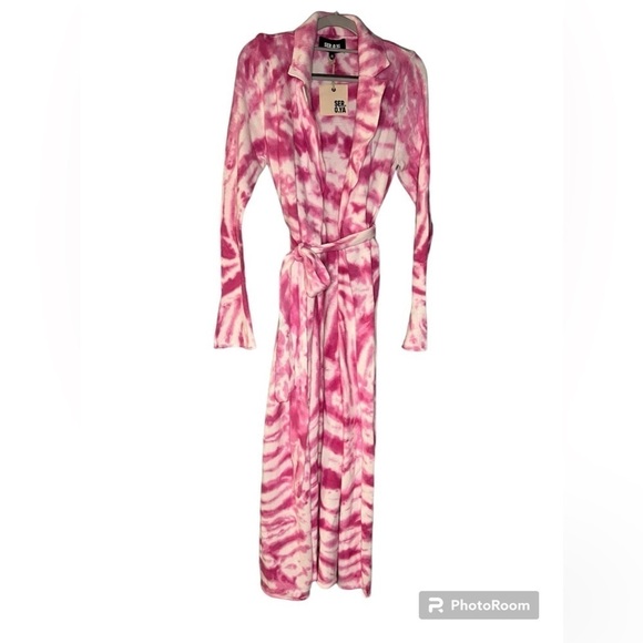 NWT SER.O.YA Gloria Cardigan Dress in White Pink Swirl Tie dye - Picture 3 of 10